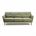 Groene stoffen bank met houten poten 200 x 80 x 75cm voor woonkamer