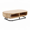 Houten salontafel met open opbergruimte en metalen onderstel 120 x 60 x 40cm