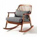 Schommelstoel van hout met grijze kussens 75 x 70 x 85cm