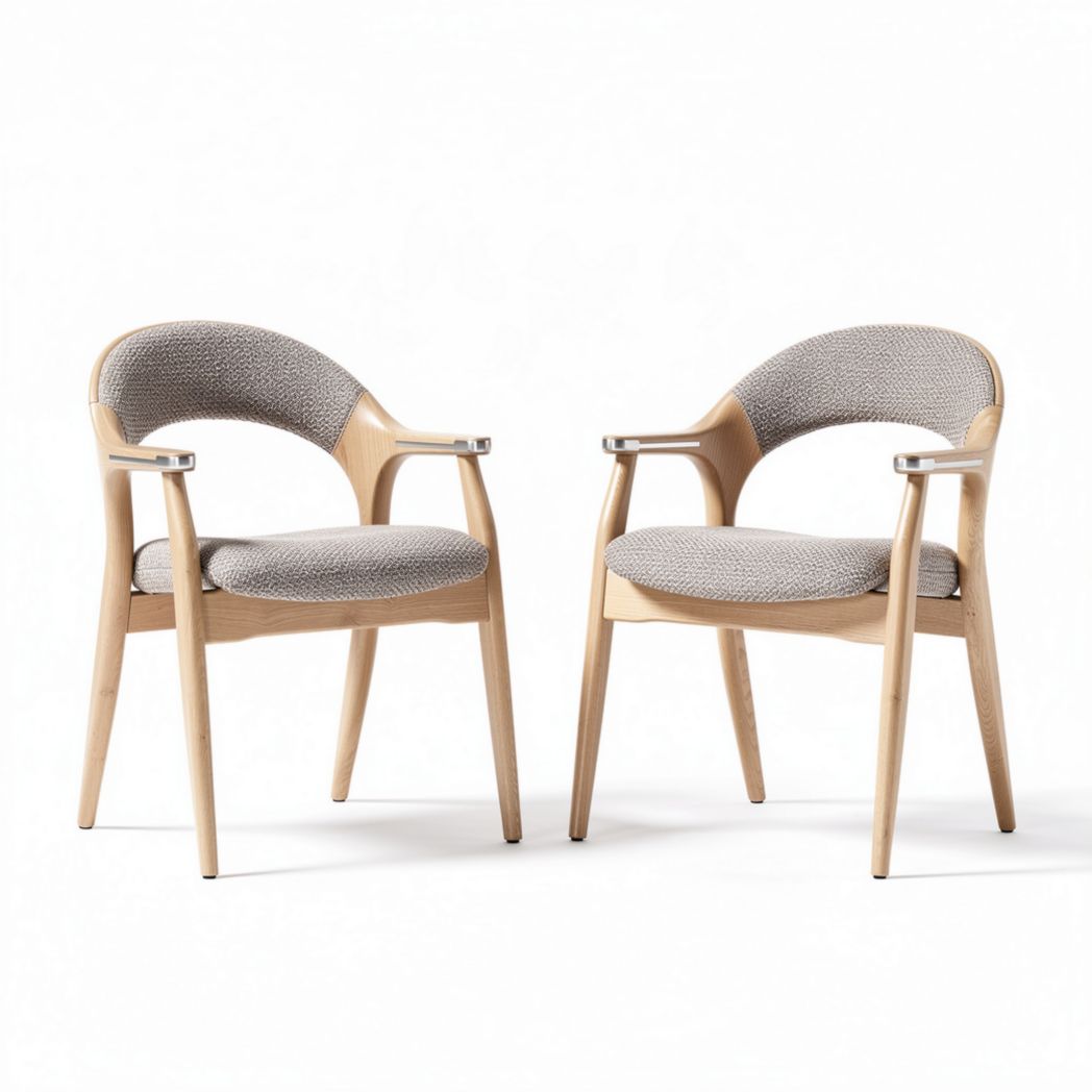 Eetkamerstoelen van hout met stofinzet grijs 50 x 60 x 80cm