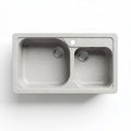 Keukenspoelbak van composiet met dubbele spoelbak 78 x 43 x 20cm grijs