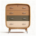 Kast met vier lades van hout en kunststof in beige en bruin 80 x 40 x 90cm