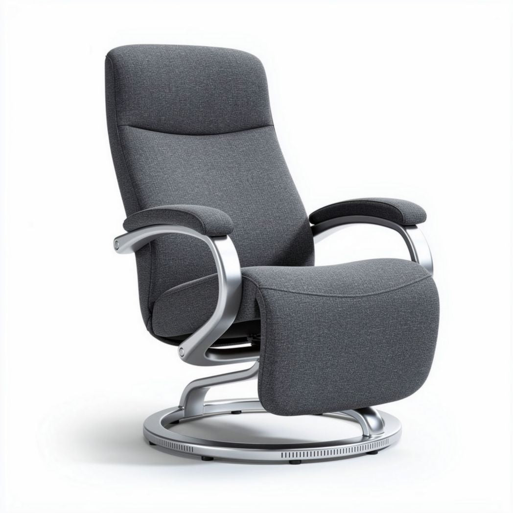 Schommelstoel van stof met chromen basis grijs 75 x 75 x 100cm
