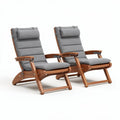 Ligstoel set van hout met grijze stof afmetingen 75 x 65 x 100cm
