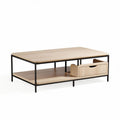 Houten salontafel met metalen onderstel en lade 120 x 70 x 40cm
