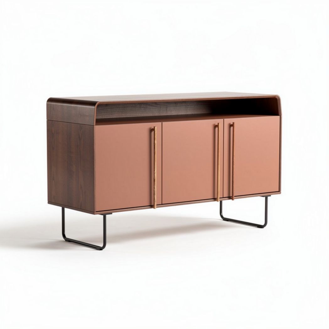 Houten console tafel met metalen poten en opbergruimte 80 x 40 x 70cm